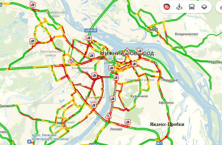 Карта нижний новгород пробки на дорогах сейчас
