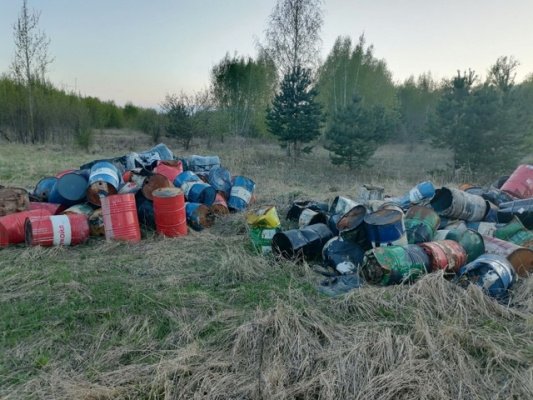 Бочки из-под химикатов выбросили неизвестные под Дзержинском