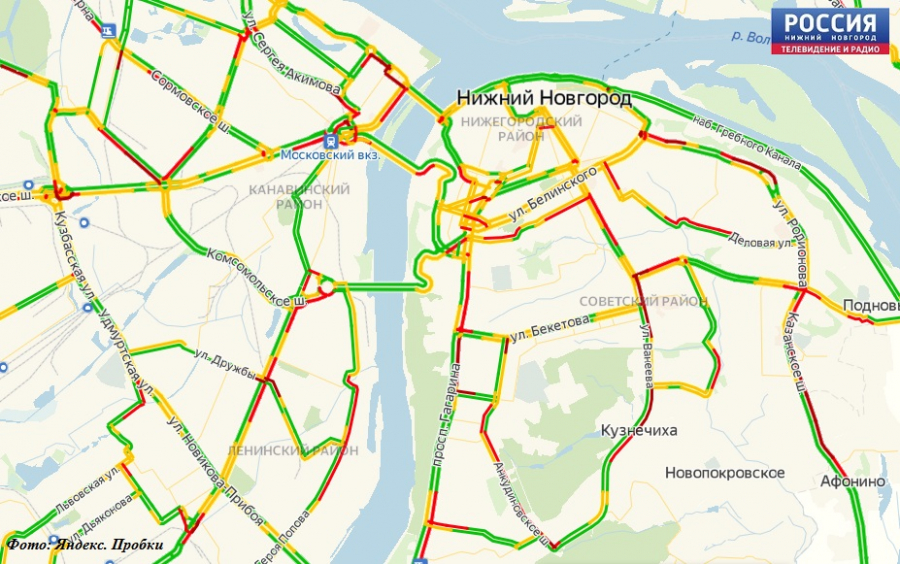 Карта нижний новгород пробки на дорогах сейчас