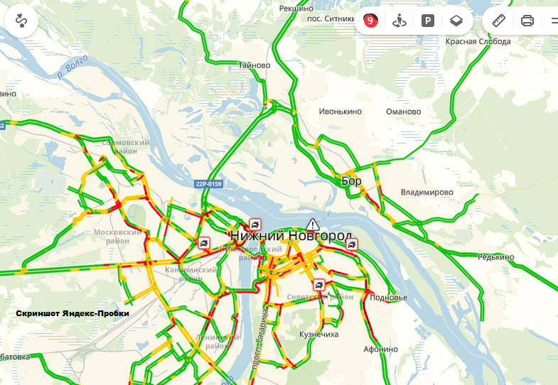 Карта нижний новгород пробки на дорогах сейчас