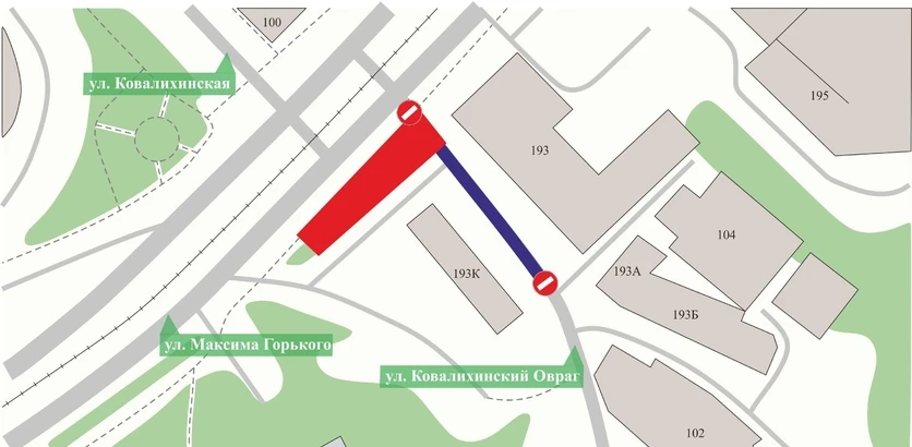 В Нижнем Новгороде с 17 апреля ограничено движение транспорта на перекрестке Ковалихинского оврага с улицей Максима Горького