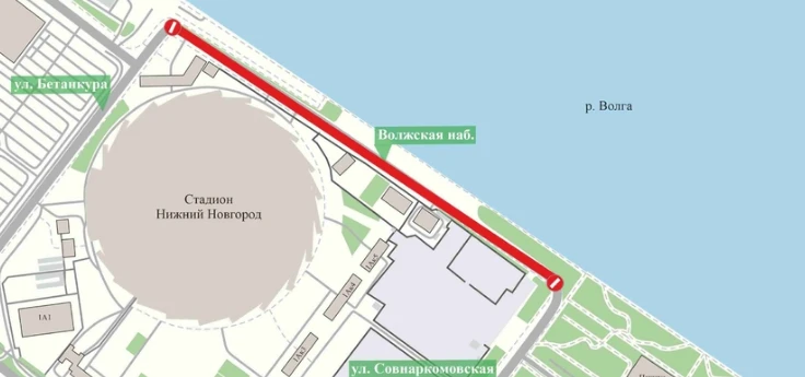 Проезд по Волжской набережной в Нижнем Новгороде ограничат 15 августа
