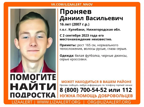 В Нижегородской области бесследно исчез 16-летний подросток