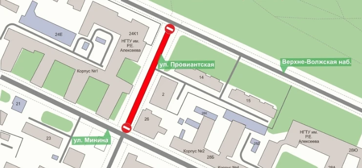 Улицу Провиантскую перекроют в Нижнем Новгороде 18 августа