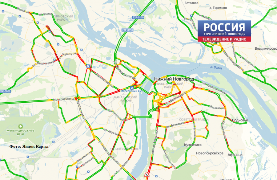 Карта пробок в нижнем новгороде