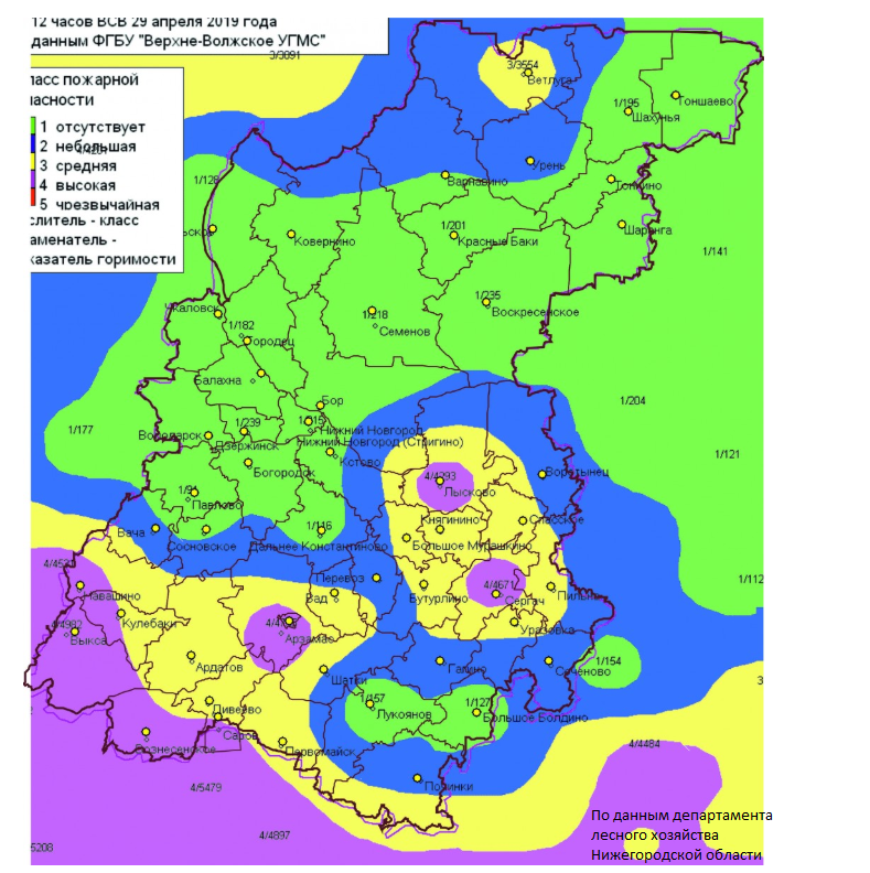 Карта пожарной опасности нижегородская область